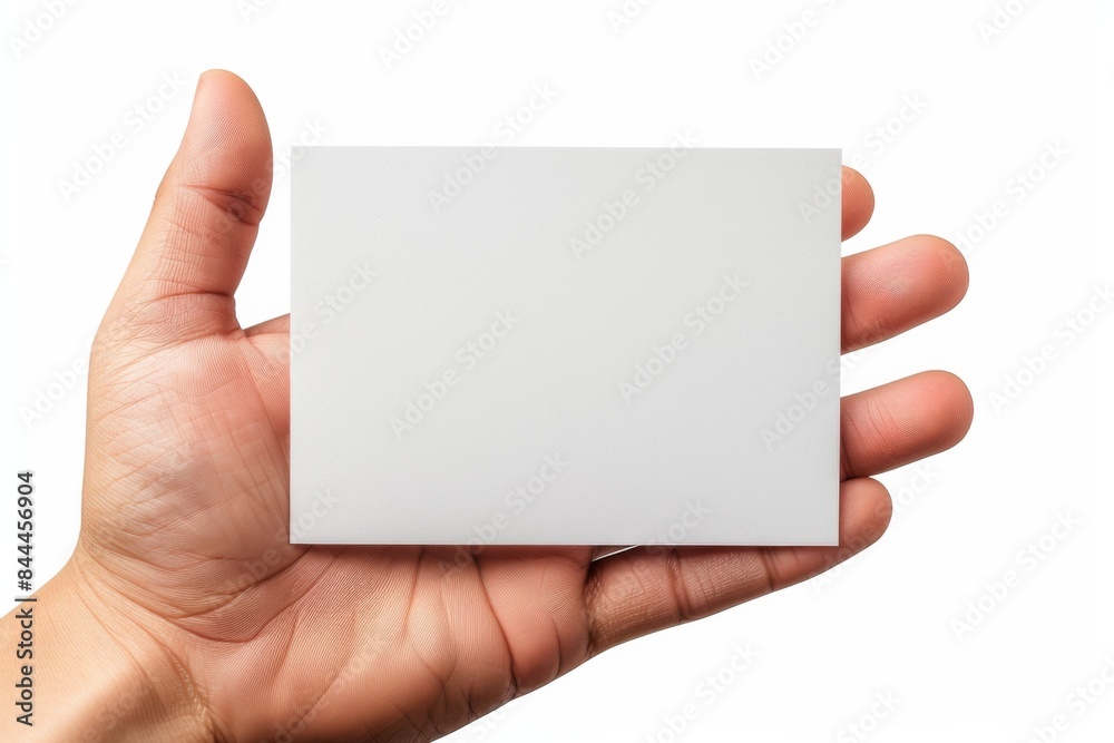 Fototapeta premium Blank White Card Mockup on Hand created with Generative AI