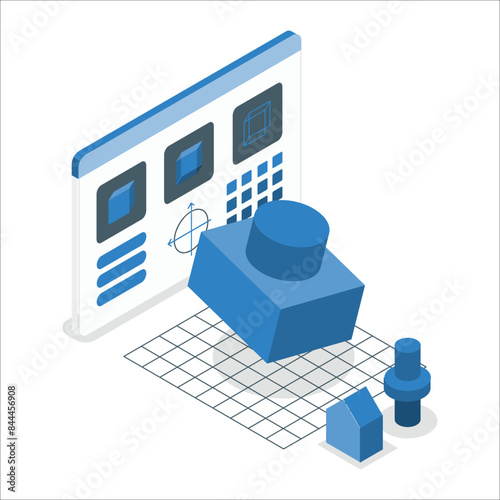 Engineering designer design 3D CAD software program Industrial engine model mechanical dimensional digital manufacturing factory engineer computer screen. 3d rendering. 3d model for industrial. 2225
