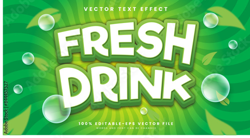 Fresh Drink 3d editable text effect Template suitable for nature