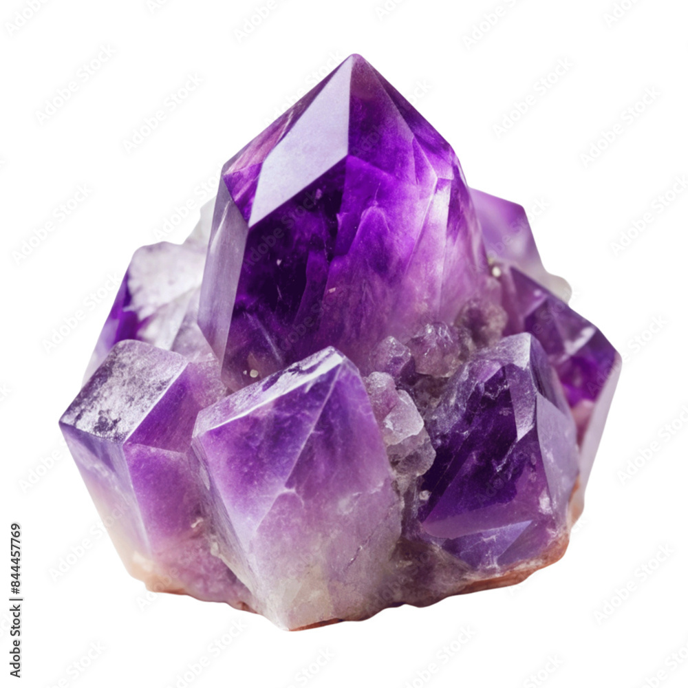 A purple amethyst crystal isolated on transparent background. A purple amethyst crystal isolated on transparent background.