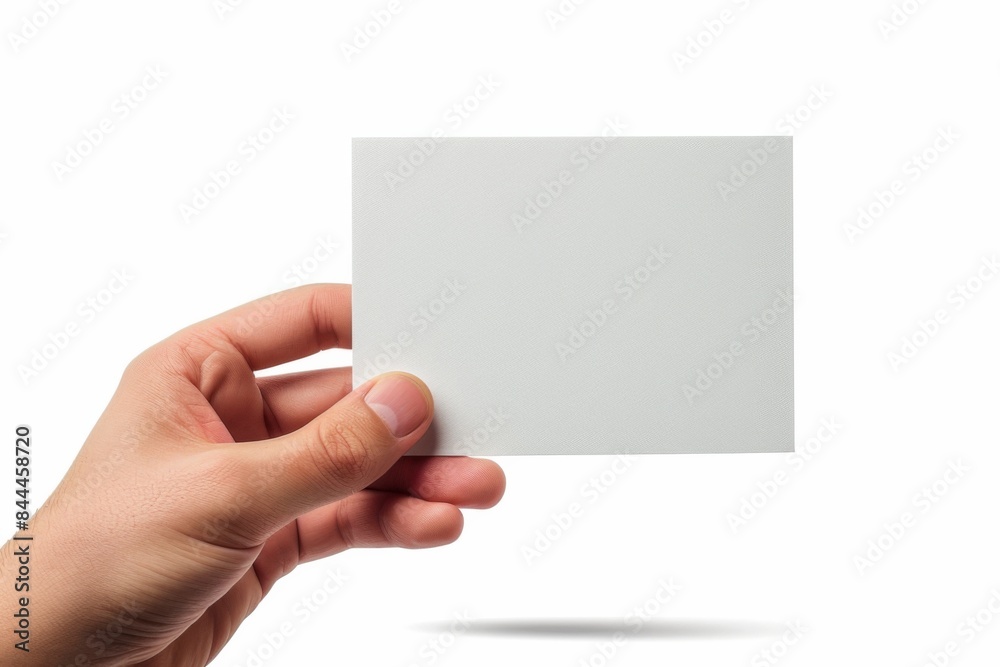 Blank White Card Mockup on Hand created with Generative AI Blank White Card Mockup on Hand created with Generative AI