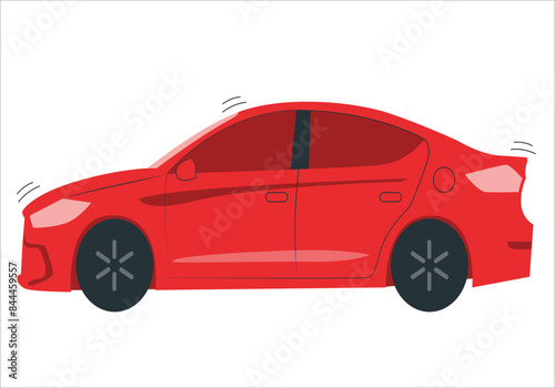 Red Vector Realistic 3D Car. Car vector template on white background. Business sedan isolated. Vehicle branding mockup. side view. All elements in the groups on separate layers. 2239
