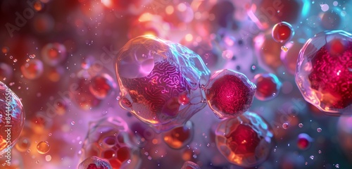 High-definition 3D illustration of embryonic stem cells, showcasing cellular therapy and advanced biological processes photo