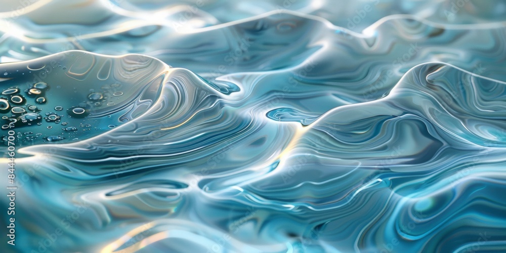 Abstract crystal glass is semi transparent. Water ripple. Bo Guang. Light blue and light green. Light and bright colors.