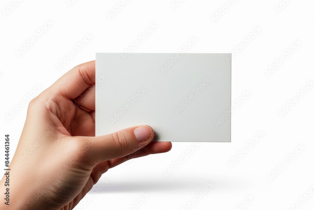 Blank White Card Mockup on Hand created with Generative AI Blank White Card Mockup on Hand created with Generative AI