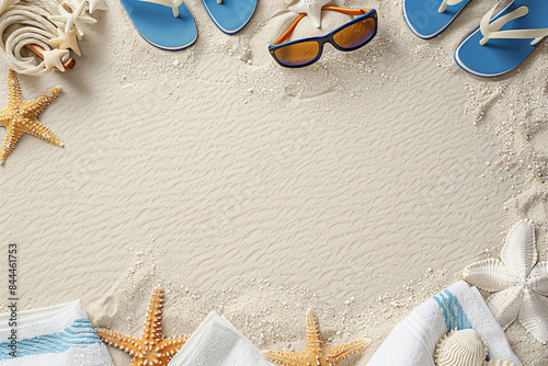 Beach background for advertising a sea holiday, with empty space in the center