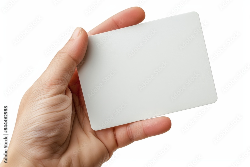 Obraz premium Blank White Card Mockup on Hand created with Generative AI