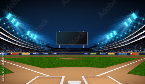 Baseball stadium arena vector illustration. Sport theme design.