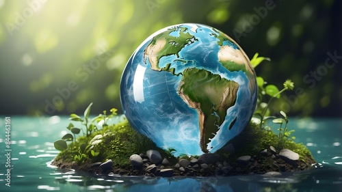 Saving water and world environmental protection concept. Eearth, globe, ecology, nature, planet concepts © UZAIR