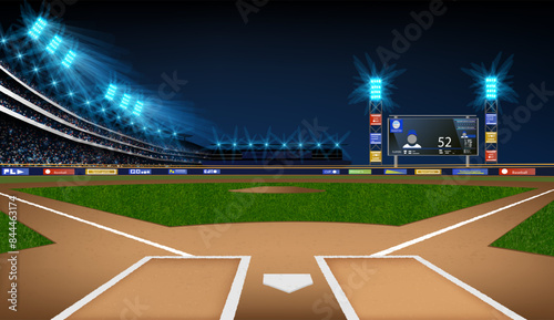 Baseball stadium arena vector illustration. Sport theme design.