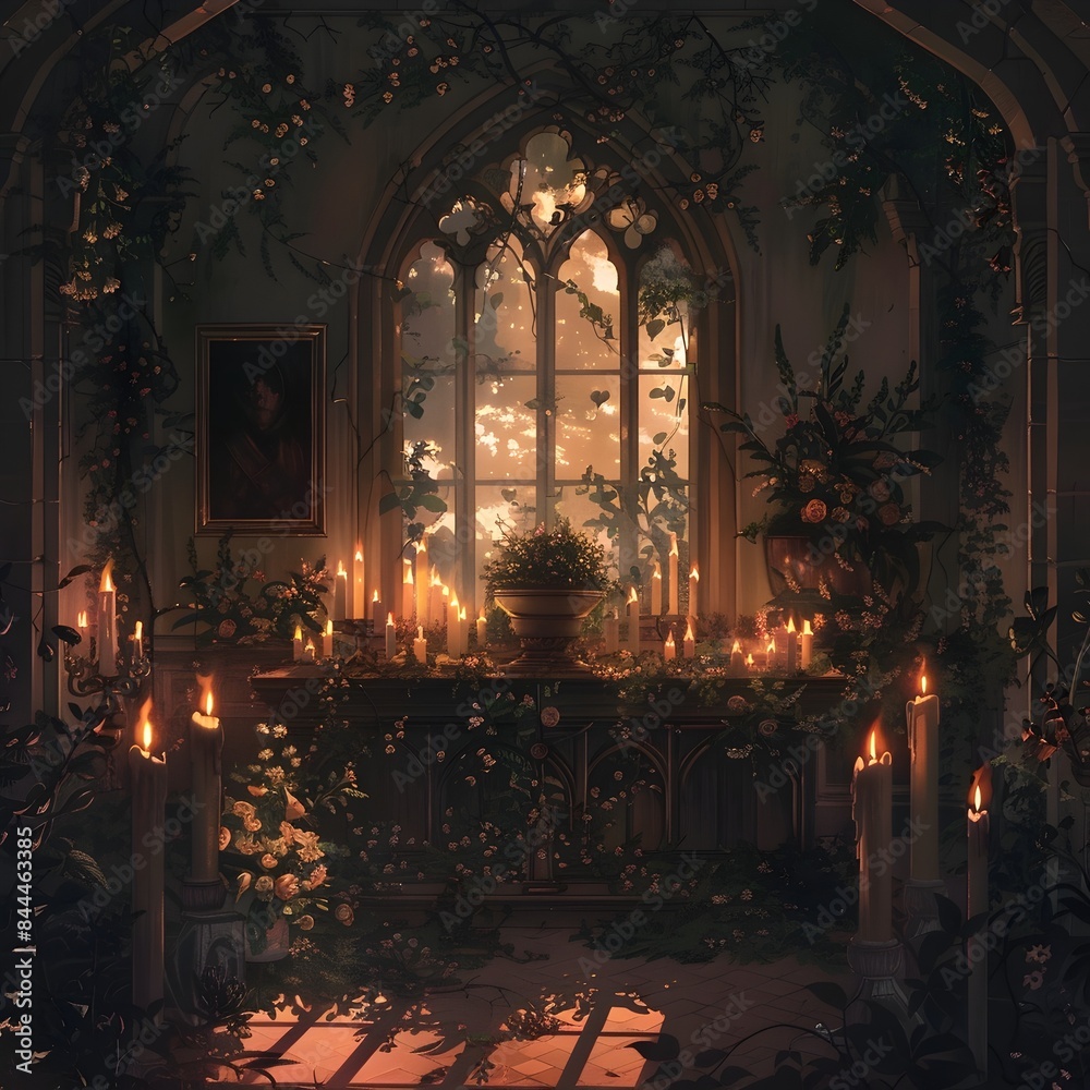 Cozy Christmas in Enchanting Gothic Church Interior Cozy Christmas in Enchanting Gothic Church Interior