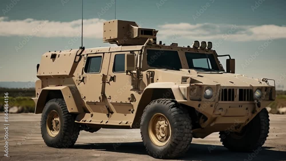 Military Armored Vehicle with Turret and Antenna Military Armored Vehicle with Turret and Antenna