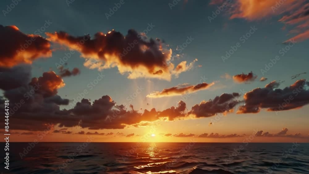 Dramatic Sunset over the Ocean with Orange and Purple Clouds Dramatic Sunset over the Ocean with Orange and Purple Clouds