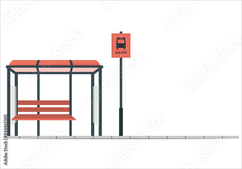 City bus stop. street light. Creative composition. Bus station for waiting transport. Public transport bus stop. Bus stop vector line art illustration. Public transport station or car terminal. 2277
