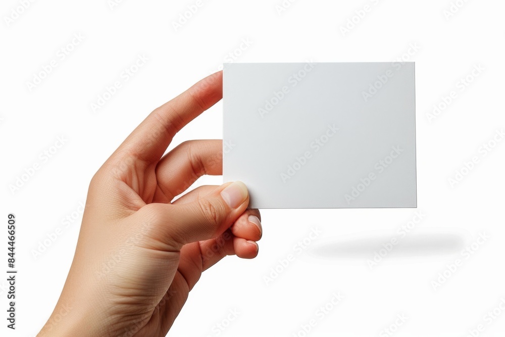Obraz premium Blank White Card Mockup on Hand created with Generative AI