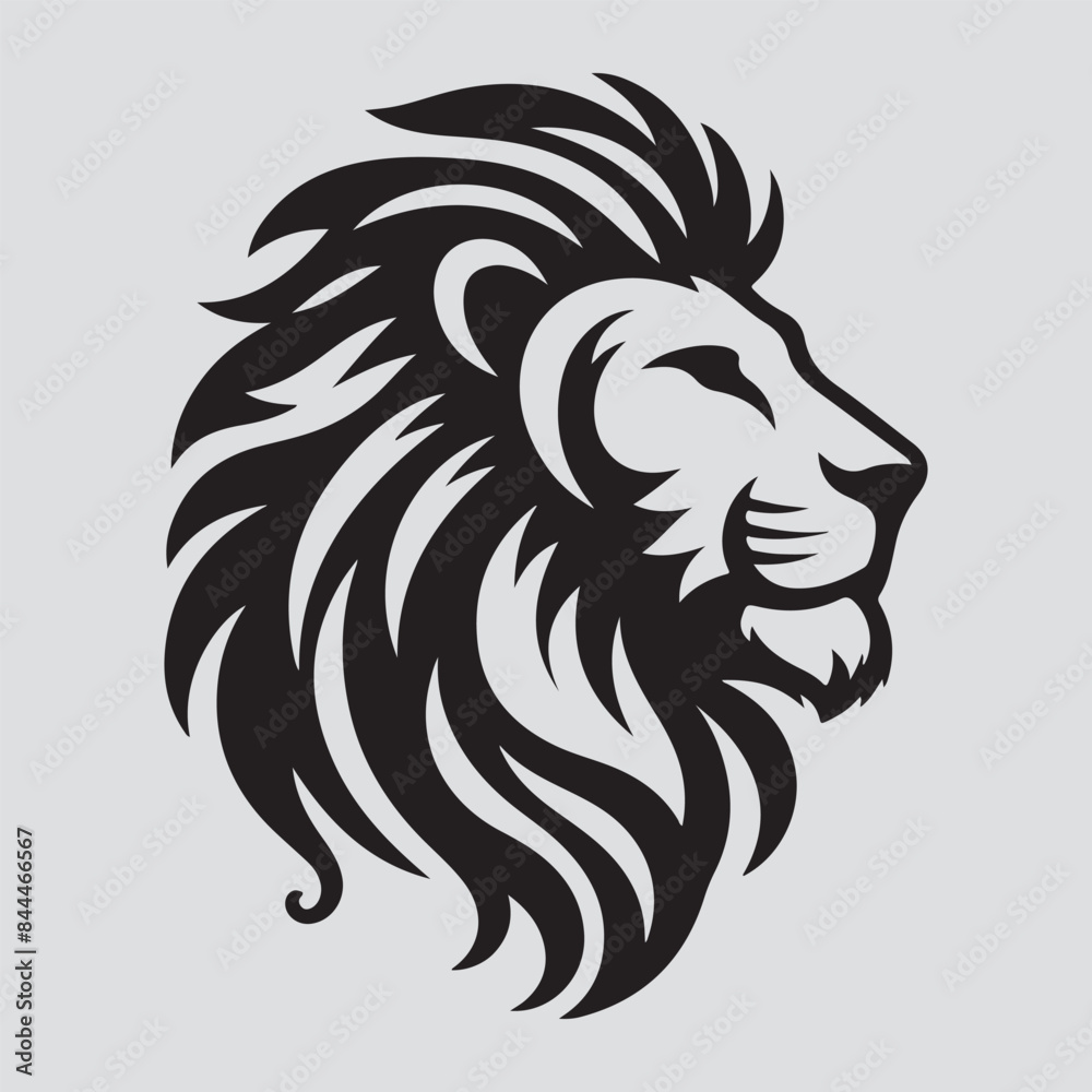 lion head silhouette vector style with white background