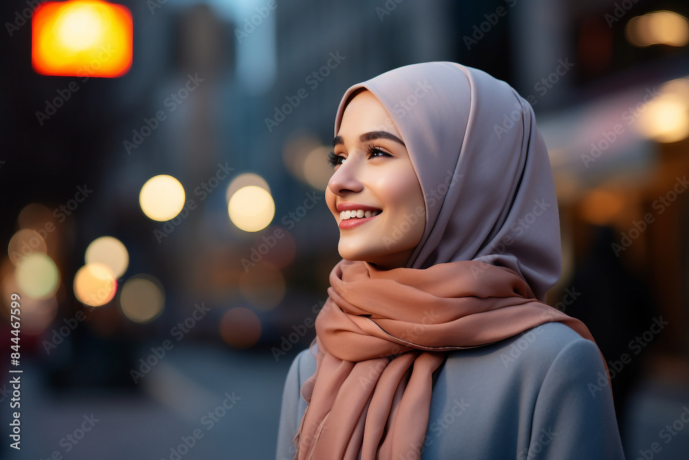 Arabian woman in hijab living her life in modern city have shopping working traveling abilities, Generative AI Arabian woman in hijab living her life in modern city have shopping working traveling abilities, Generative AI