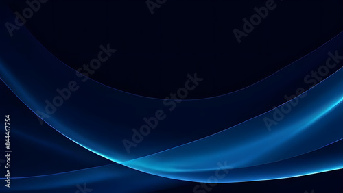 Abstract blue waves on black background dark