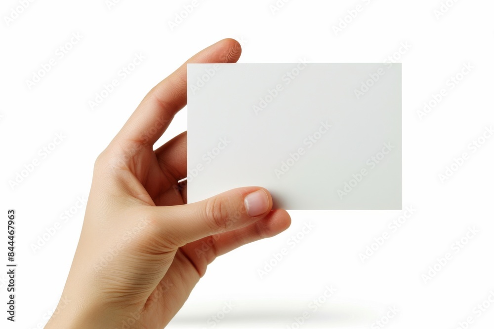 Blank White Card Mockup on Hand created with Generative AI