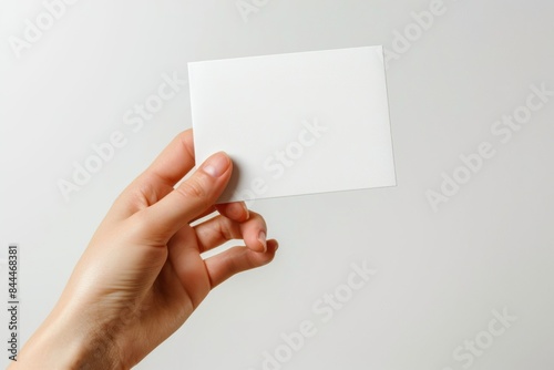 Blank White Card Mockup on Hand created with Generative AI