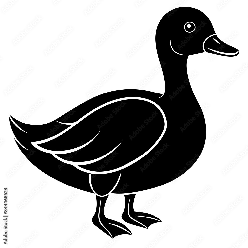 Beautiful duck silhouette vector illustration.
Beautiful duck silhouette vector illustration.