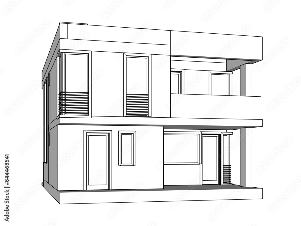 house building sketch architecture 3d illustration house building sketch architecture 3d illustration