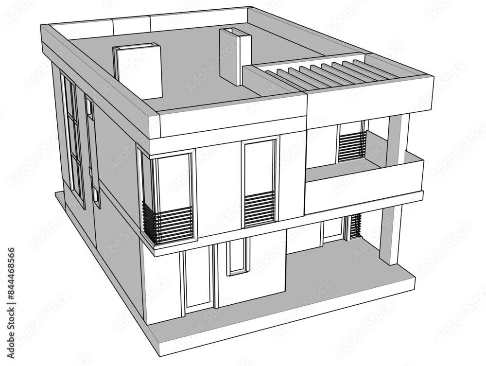 house building sketch architecture 3d illustration house building sketch architecture 3d illustration