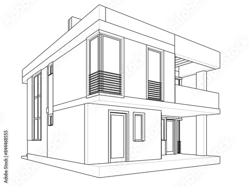 house building sketch architecture 3d illustration
