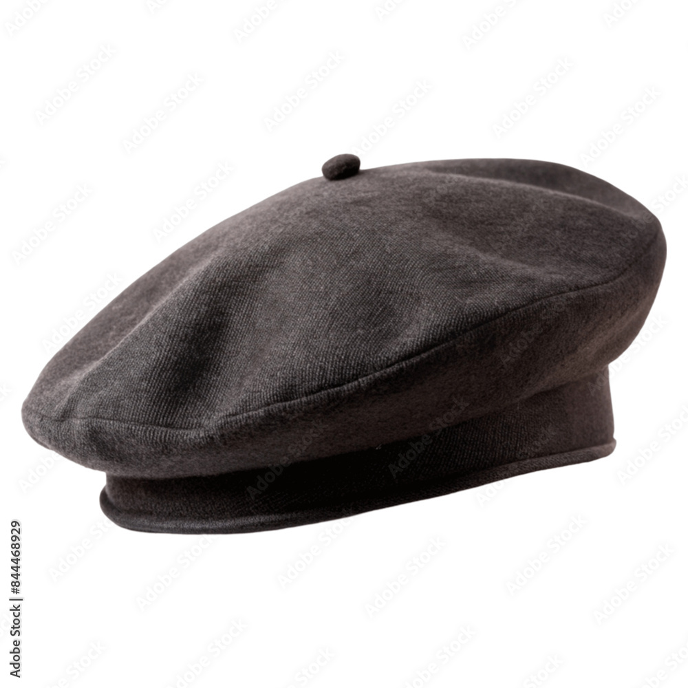 A black french cap beret. isolated on transparent background. A black french cap beret. isolated on transparent background.
