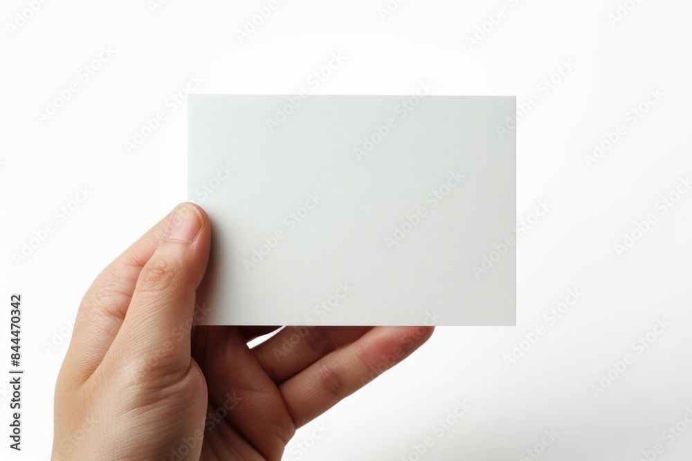Obraz premium Blank White Card Mockup on Hand created with Generative AI
