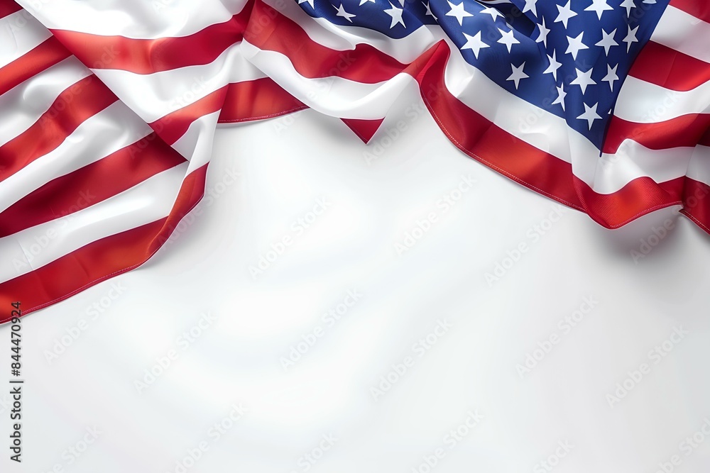 American flag waving on a white background American flag waving on a white background