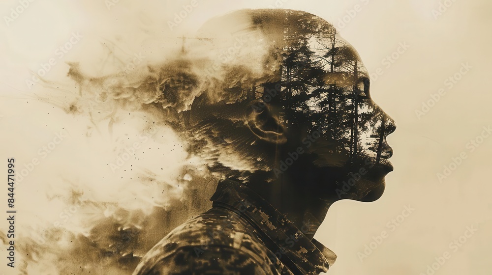Double exposure visual storytelling with historical elements close up Double exposure visual storytelling with historical elements close up