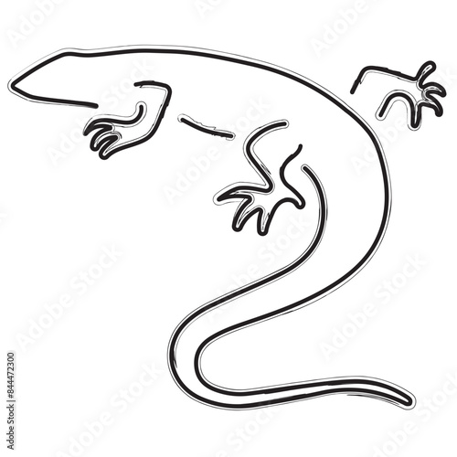 lizard brush strokes on a white background. Vector illustration.