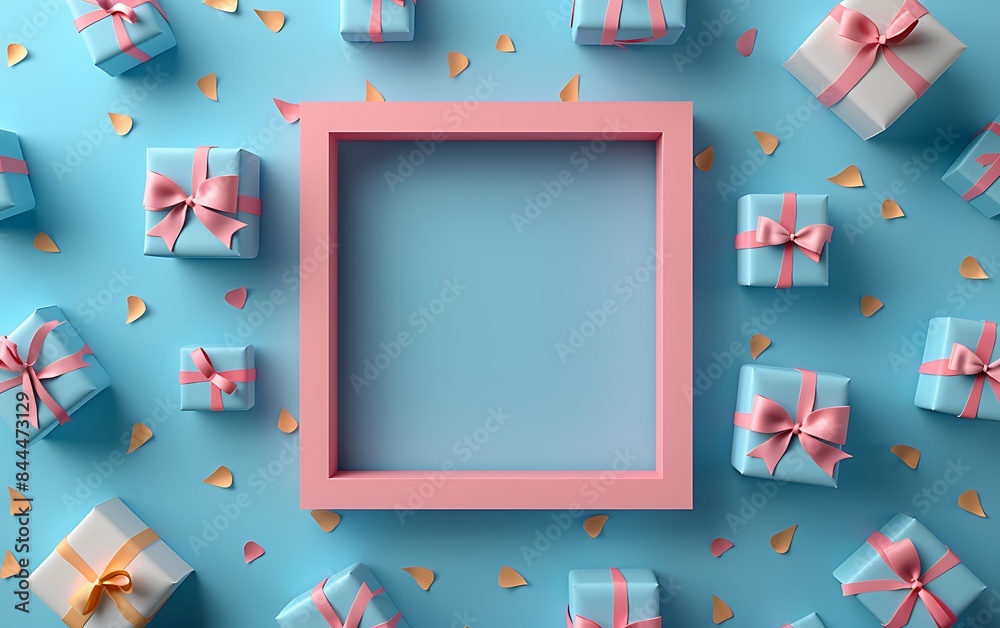 A framed image with a birthday party theme