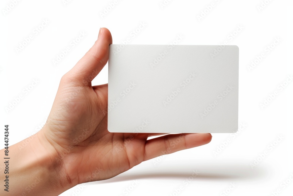 Blank White Card Mockup on Hand created with Generative AI