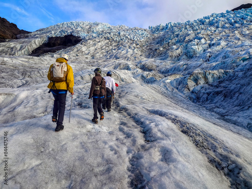 Group of people climbing the Vatnajökull glacier, Iceland