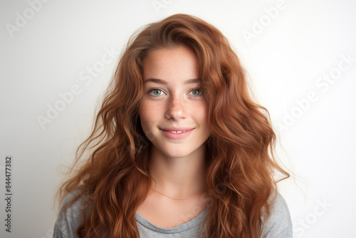 Young pretty brunette girl over isolated white background