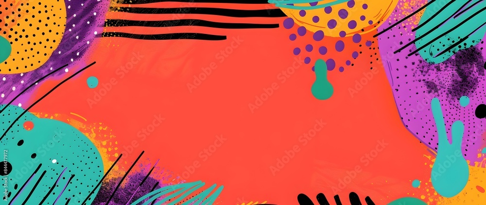 Vibrant Abstract Doodle Border Frame with Copy Space for Sporty Athletic Design Vibrant Abstract Doodle Border Frame with Copy Space for Sporty Athletic Design