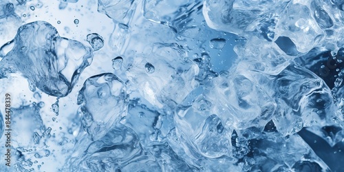 Ice frozen water cybe transparent decorative background view