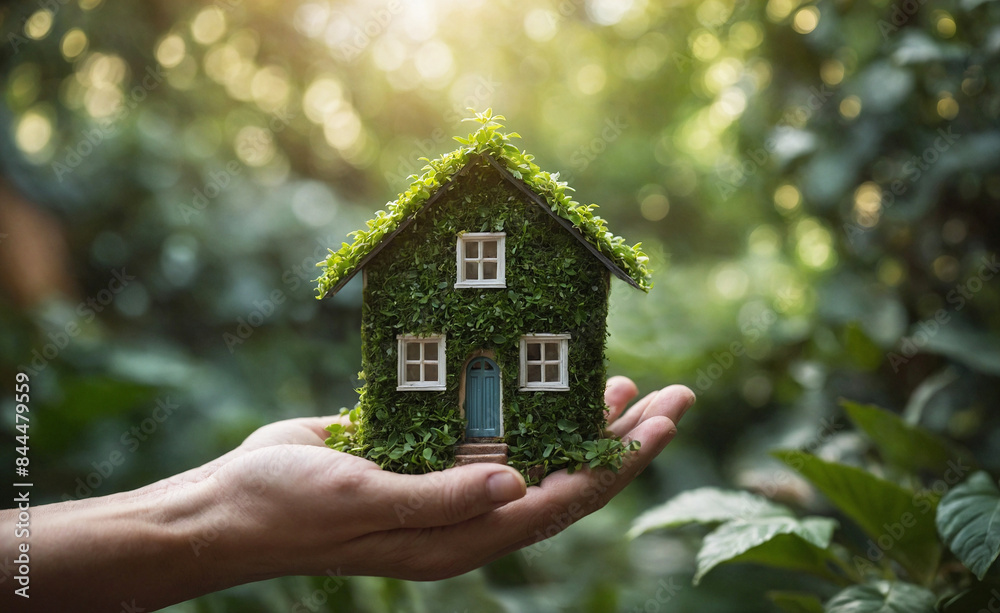 A Delicate Hand Cradling a Miniature House Symbol of Protection A Delicate Hand Cradling a Miniature House Symbol of Protection