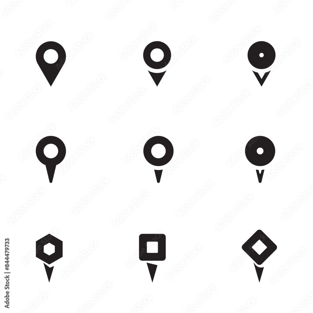 Set of location pin icons. Map pointer Set of location pin icons. Map pointer