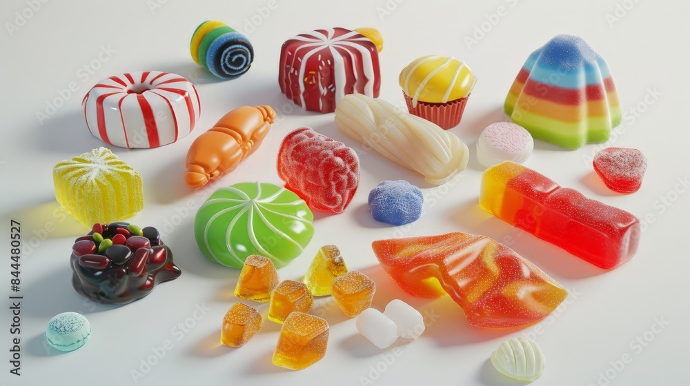 Assortment of sweets on a white backdrop. random objects. Assortment of sweets on a white backdrop. random objects.