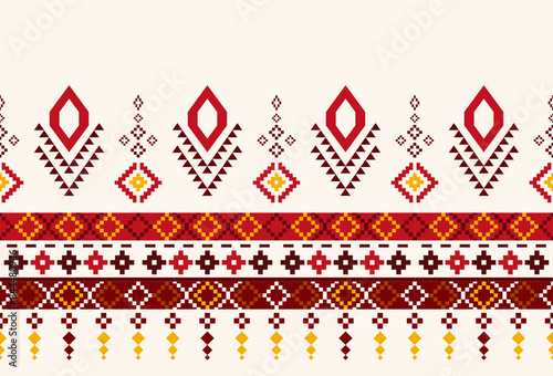 embroidery abstract Traditional geometric ethnic fabric pattern ornate elements with ethnic patterns design for textiles, rugs, clothing, sarong, scarf, batik, wrap, embroidery, print, curtain, carpet