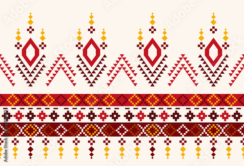 embroidery abstract Traditional geometric ethnic fabric pattern ornate elements with ethnic patterns design for textiles, rugs, clothing, sarong, scarf, batik, wrap, embroidery, print, curtain, carpet