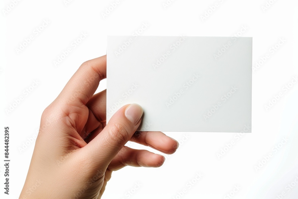 Obraz premium Blank White Card Mockup on Hand created with Generative AI