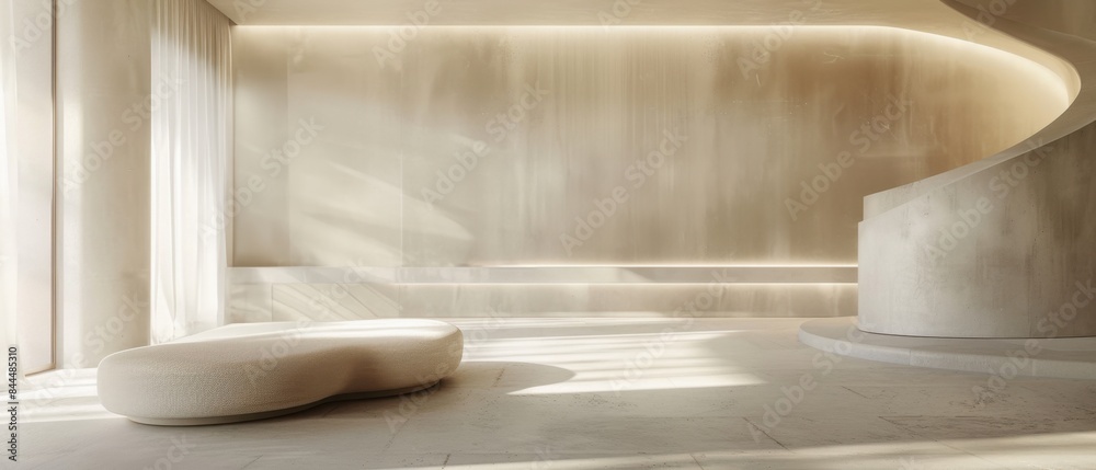 Modern minimalist interior featuring a curved staircase and a sleek, light-filled space with soft, neutral tones. The clean lines and uncluttered design emphasize simplicity and elegance. Modern minimalist interior featuring a curved staircase and a sleek, light-filled space with soft, neutral tones. The clean lines and uncluttered design emphasize simplicity and elegance.