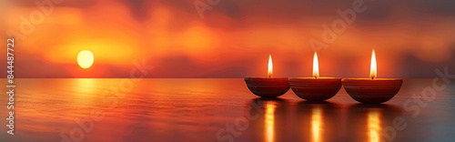 minimalist background featuring simple silhouettes of traditional oil lamps (diyas) against a smooth gradient background, capturing the essence of Diwali with clean lines and warm tones