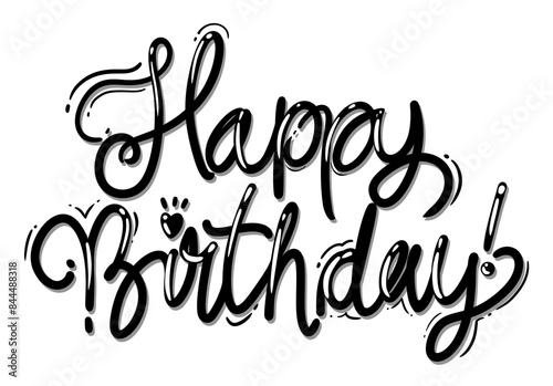 Ink text sign happy birthday hand drawn head font on the transparent background for celebrating or inviting party