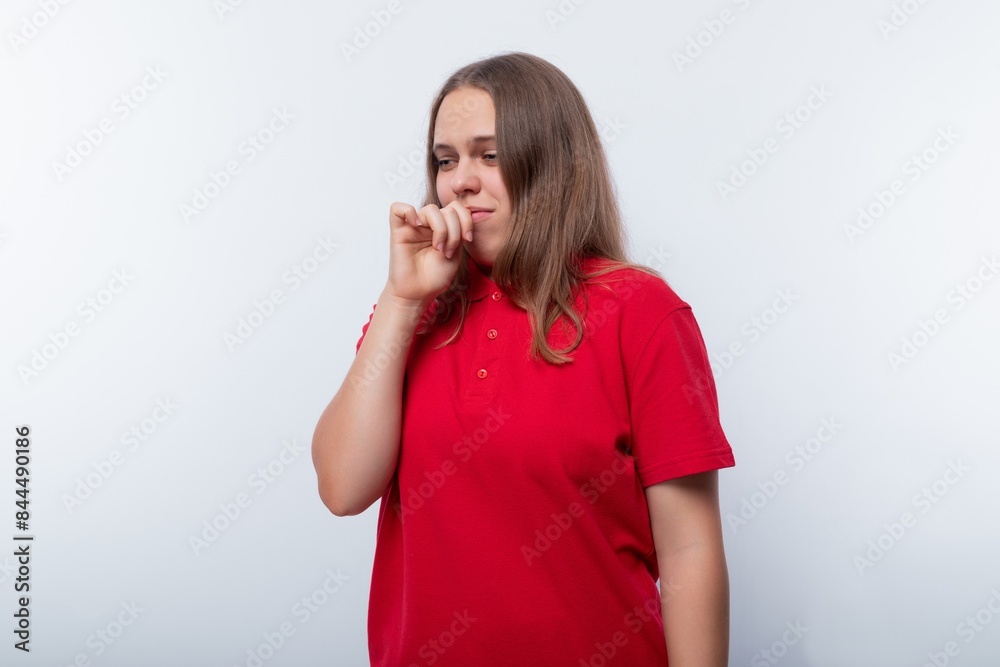 European teenage girl thinking about something