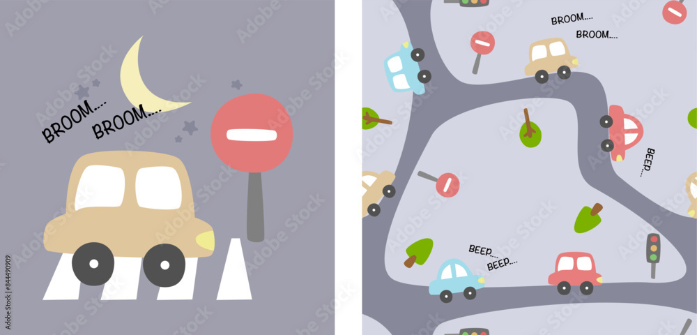 Obraz premium Seamless pattern with a car